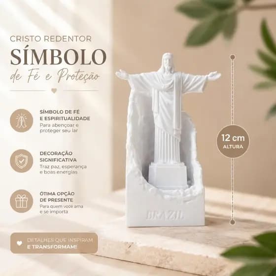 Miniatura Cristo Redentor 12cm Decoração Religiosa Presente Fé
