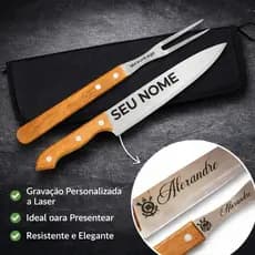 Kit Churrasco Personalizado Presente Garfo e Faca + Bainha
