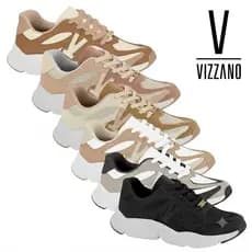 Tênis Sapato Vizzano Free Nylon Feminino Original Preto Branco Bege Moderno Street 1440.110