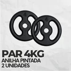 Par Anilha 4kg Ferro Fundido Pintada Para Barra Peso de Academia Musculação