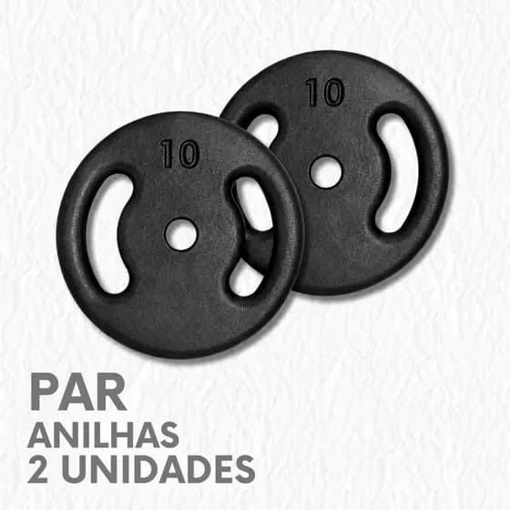 Par Anilhas 10kg Ferro Fundido Pintada Academia