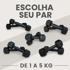 Par de Halteres Sextavados Pintados 1kg a 6kg Peso Livre Academia Musculação Treino Funciona