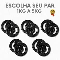 Par de Anilhas Emborrachadas 1kg a 5kg Peso de Academia Musculação