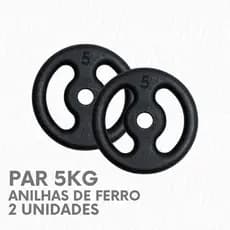 Par Anilhas 5kg Pintada Ferro Fundido Peso de Academia Para Barra (2 Unidades)
