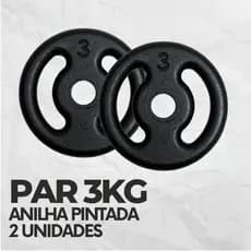 Par De Anilhas 3kg Pintada Peso de Academia P/ Barra Musculação