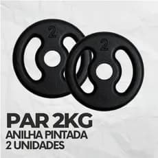 Par de Anilhas 2kg Pintada Ferro Fundido P/ Barra e Halter