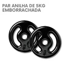 Par de Anilha Emborrachada 5Kg  Peso de Academia - (2 unidades)