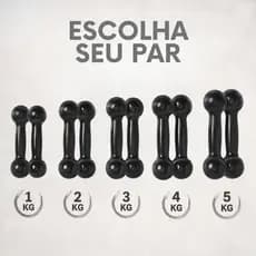 Par de Halteres Emborrachados Bola 1kg a 5kg Peso de Academia Treino em Casa