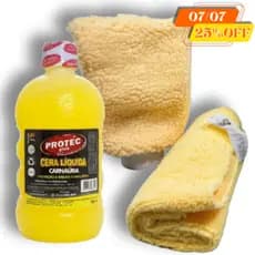 Kit Lavagem e Proteção Automotiva: Cera Carnaúba + Luva de Lã + Microfibra 300GSM