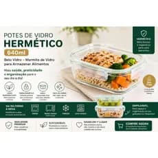 Potes de Vidro Hermético 640ml Belo Vidro – Marmita de Vidro para Armazenar Alimentos