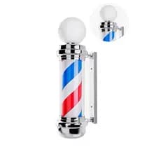 Barber Pole Poste Giratório 50cm Aço Inoxidável Ilumina e Gira Pirulito De Barbeiro