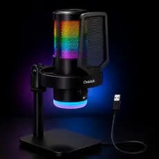 MICROFONE GAMER USB CONDENSADOR LED RGB PROFISSIONAL ONISTEK ON-MC846