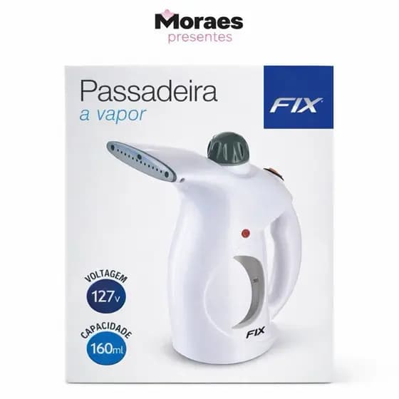 Passadeira a vapor FIX 127V, portátil e prática, remove amassados com rapidez e facilidade no dia a dia.