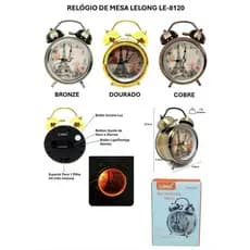 Relógio Despertador de Mesa Retrô LE-8120 Lelong