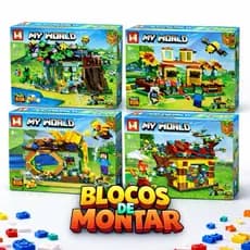 Blocos de Montar com Personagem e Cenários