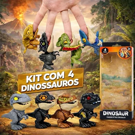Mini Dinossauros Articulável Kit com 4