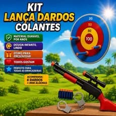 Kit Lança Dardos com Algema Infantil e Divertido