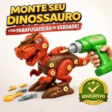 Dinossauro de Montar com Parafusadeira Elétrica (Funciona de Verdade) Brinquedo Educativo Infantil