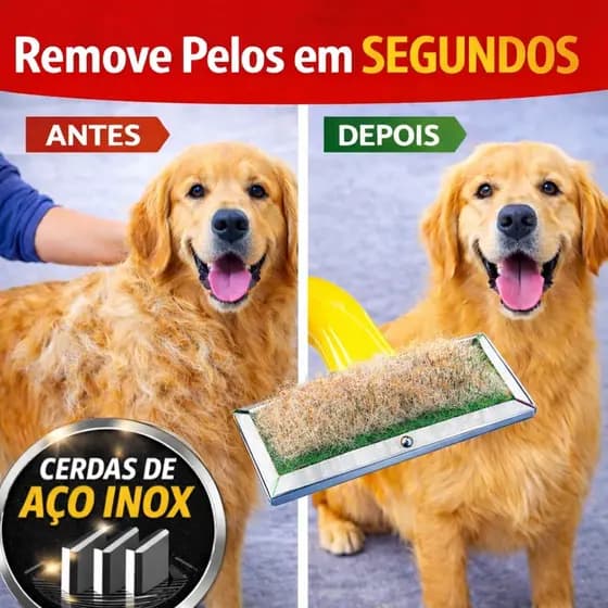 Escova Pet Aço Inox Removedor de Pelos Cães e Gatos Rasqueadeira Sem Machucar