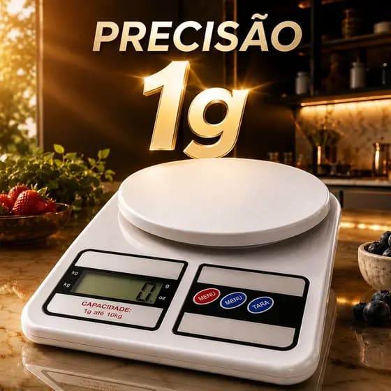 Balança de Alta Precisão 1g até 10kg Cozinha Digital Função Tara Confeitaria Dieta Fitness