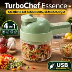 Triturador e Cortador Elétrico USB 4 em 1 Portátil Multifuncional Alimentos Cozinha Rápido TurboChef