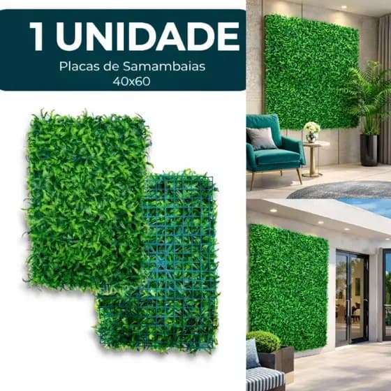 Placa Jardim Vertical Artificial Samambaia 60x40cm – Folhagem Realistica