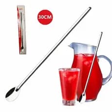 Colher Bailarina Para Suco Drinks Em Aço Inox 30cm Coquetelaria