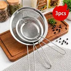 Kit 3 Peneira Coador De Peneiras Aço Inoxidável Para Cozinha Peneira De Cozinha Culinária