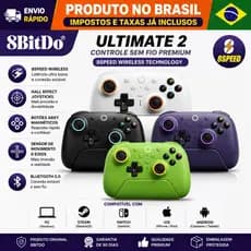 Controle 8Bitdo Ultimate 2 TMR, 1000 Hz, HALL EFFECT, Com Dock de carregamento, RGB, PC, Android