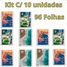 Kit Com 10 Unidades Cadernos Pequenos 1/4 48Folhas- Capa Flexível- Estampas Aleatórias