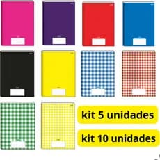 Kit Com 5 ou 10 Cadernos Brochura Grande A4 96 folhas capa dura Jandaia Caderno Brochurão Papelaria