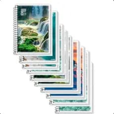Kit 10 Cadernos Pequenos 1/4 96 Folhas Capa Flexível- Estampas Aleatórias