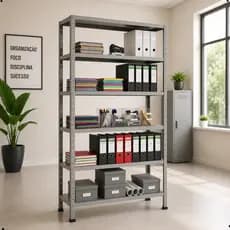 Estante Multiuso 6 Bandejas em Aço Cor Cinza Palha 90cm- Armario Industrial