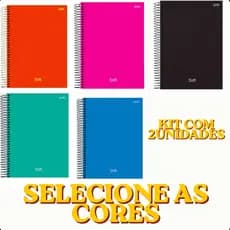 KIT 2 CADERNOS UNIVERSITARIOS 10 MATERIAS 160 FOLHAS CAPA DURA- SELECIONE AS CORES