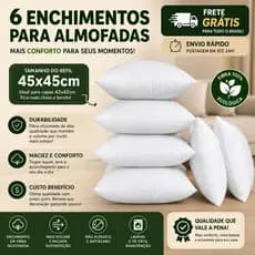 REFIL ENCHIMENTO PARA ALMOFADAS KIT COM 6 UNIDADE FIBRA ECOLÓGICA DIRETO DA FÁBRICA