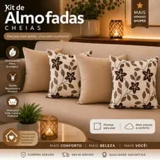 4 ALMOFADAS DECORATIVAS CHEIAS KIT c\ENCHIMENTO&CAPAS DECORAÇÃO PREMIUM PRONTA PRA USO