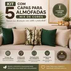 KIT 5 CAPAS COM ZÍPER PARA ALMOFADAS DECORATIVAS MIX DE CORES CAPAS REMOVÍVEIS