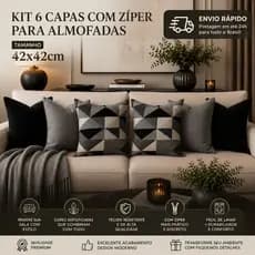 KIT 6 CAPAS DE ALMOFADAS c\ZÍPER CAPAS p\ALMOFADAS DECORATIVAS SOFÁ SALA DECORAÇÃO LUXO