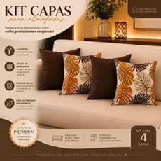 KIT 4 CAPAS ESTAMPADAS E COLORIDAS PARA ALMOFADAS DECORATIVAS 45X45 CAPAS COM ZÍPER