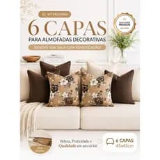 KIT 6 CAPAS p/ALMOFADAS DECORATIVAS CAPAS COM ZÍPER VÁRIAS ESTAMPAS MIX DE CORES