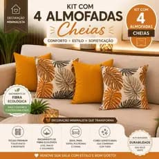 KIT 4 ALMOFADAS DECORATIVAS COM ENCHIMENTO PARA SALA QUARTO OU SOFÁ