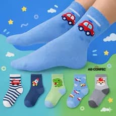 Kit 24 Pares Meia Infantil Menino Sortidas Estampadas Masculinas