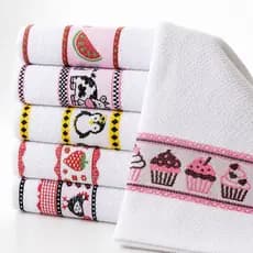 Kit 5 Panos de Prato Jacquard Gourmet 70x45cm Felpudo Pano de Copa Cozinha Premium