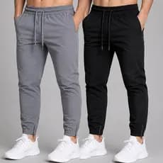 Kit 2 Calças Masculina Jogger Tactel com Elastano com Cordão Ajustável e Zíper no Calcanhar