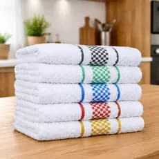 Kit 3/5 Panos de Prato Jacquard Xadrez 100% Algodão 70x45cm Pano de Copa Premium Felpudo