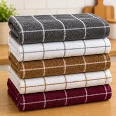 Kit 5 Panos de Prato Chef Gourmet 100% Algodão Macio Felpudo Atoalhado 45x70cm Texsoft