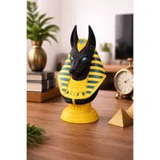 Busto Anubis 23cm Estátua Egípcia Deus Anúbis Escultura Decorativa Mitologia Egito Colecionável
