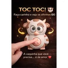 Chaveiro Vaquinha Interativa com Olhos Móveis  Fofa 3D Presente Criativo Anti Stress