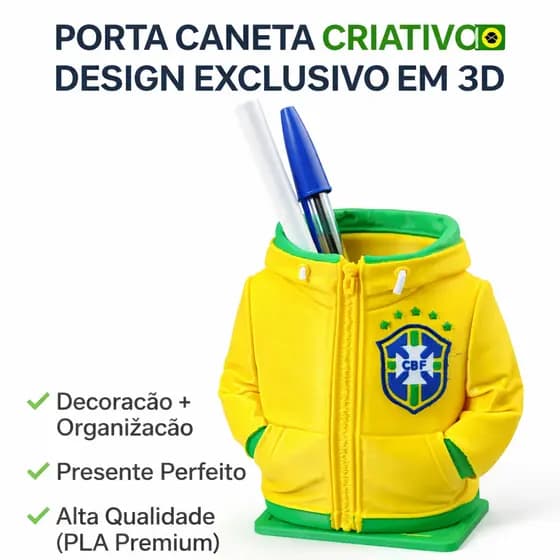 Porta Caneta Time | Organizador de Mesa em 3D | Suporte para Canetas | Copa 2026