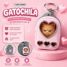Chaveiro Gato Gatochila Kawaii Gatinho na Mochila | Presente Fofo Colecionável | KuraWorks